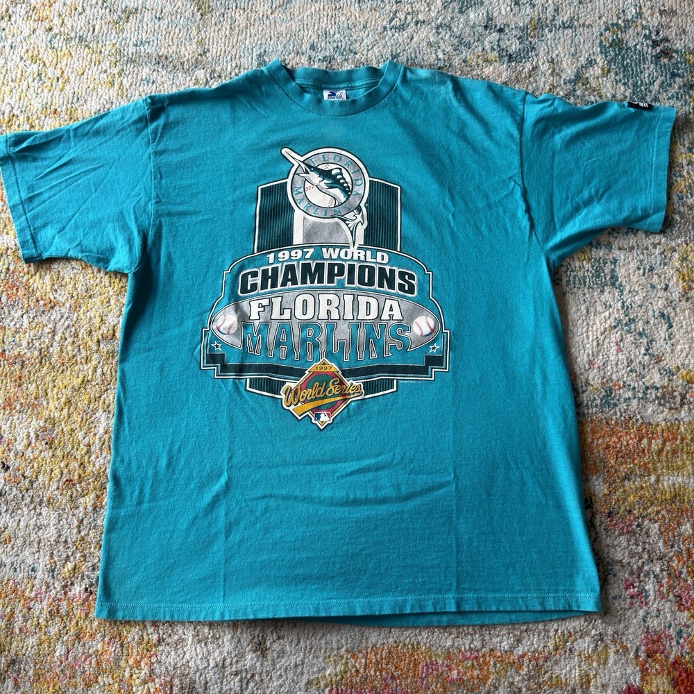 1997 Vintage Florida Marlins World Series Championship Starter T-Shirt  XL
